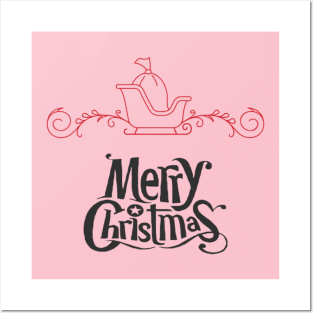 Merry Christmas with Santa's Sleigh Posters and Art